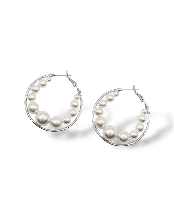 Roxy Large All Pearl Hoop Earrings