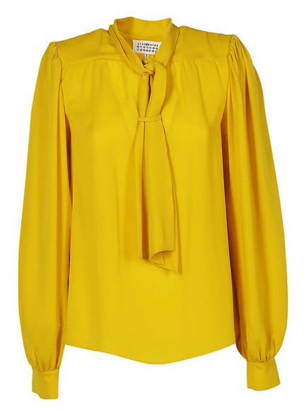 Maison Margiela Pussy-bow Blouse In Yellow