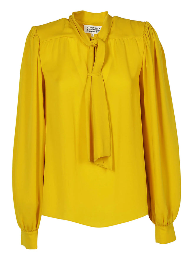 Maison Margiela Pussy-bow Blouse In Yellow