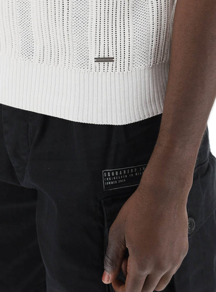 Dsquared2 perforated knit polo shirt