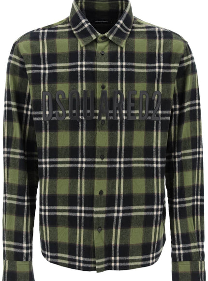 Dsquared2 check flannel shirt with rubberized logo