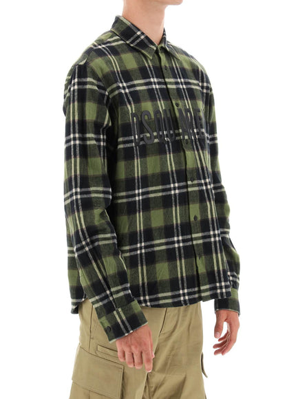 Dsquared2 check flannel shirt with rubberized logo