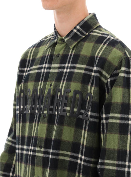 Dsquared2 check flannel shirt with rubberized logo