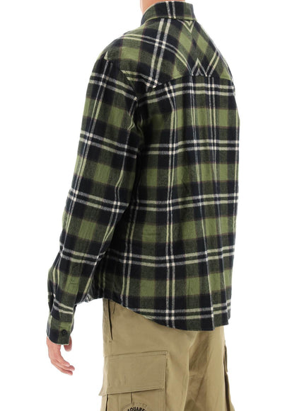 Dsquared2 check flannel shirt with rubberized logo