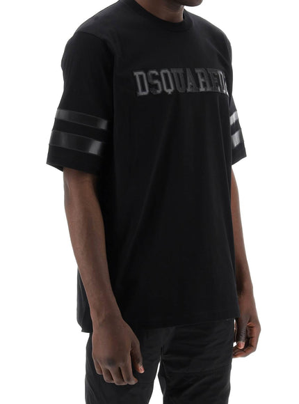 Dsquared2 t-shirt with faux leather inserts