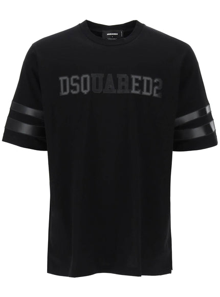 Dsquared2 t-shirt with faux leather inserts