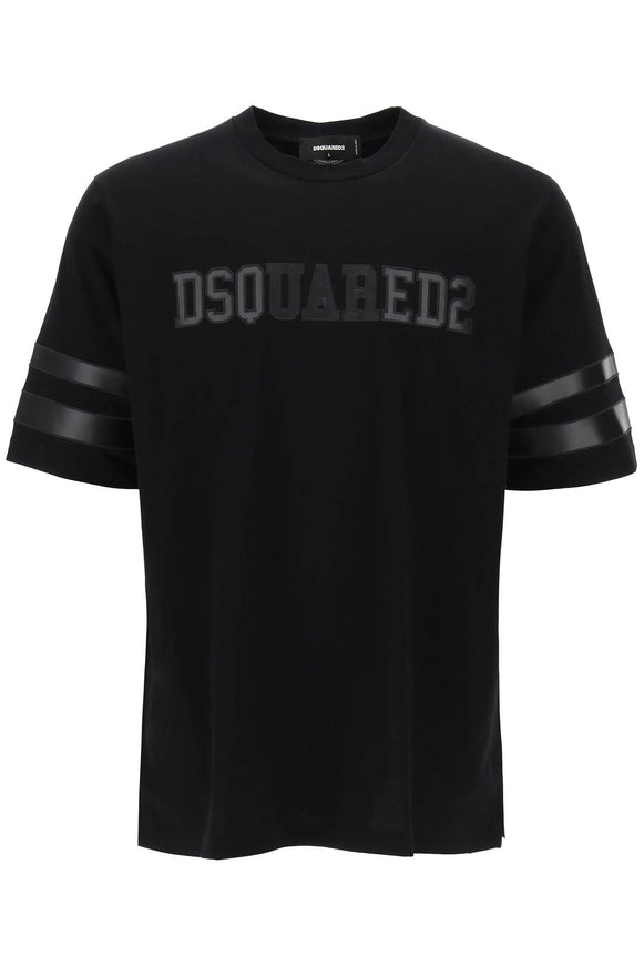 Dsquared2 t-shirt with faux leather inserts