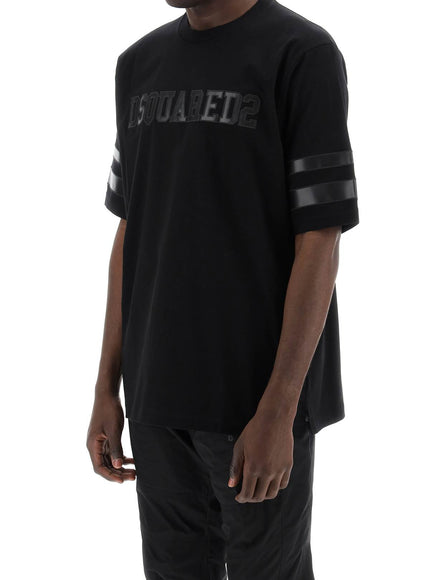 Dsquared2 t-shirt with faux leather inserts