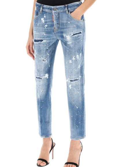 Dsquared2 cool girl jeans in medium ice spots wash