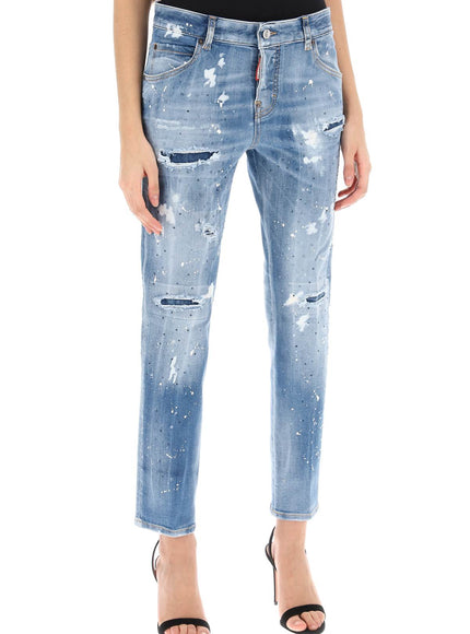 Dsquared2 cool girl jeans in medium ice spots wash