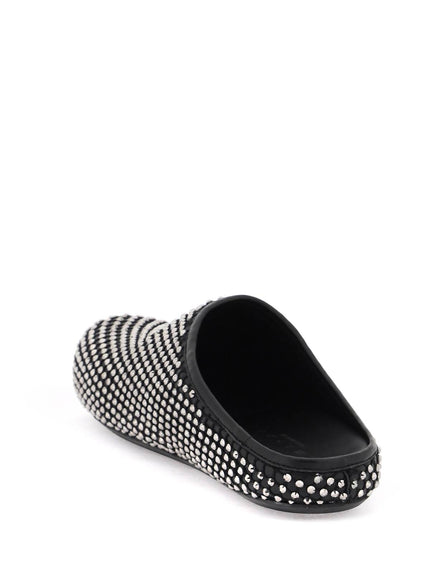 Marni leather fussbett clogs with rhinestones