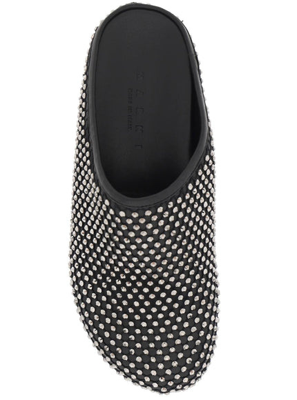 Marni leather fussbett clogs with rhinestones