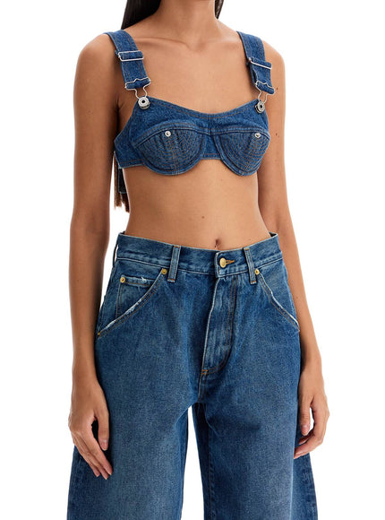 JEAN PAUL GAULTIER Top bralette in denim Overalls Buckles