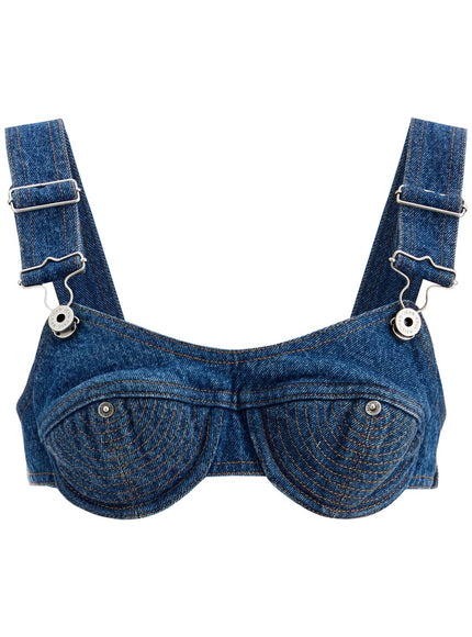 JEAN PAUL GAULTIER Top bralette in denim Overalls Buckles