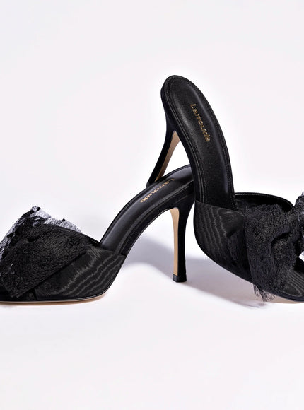 Larroude Elle Mule In Black Fabric