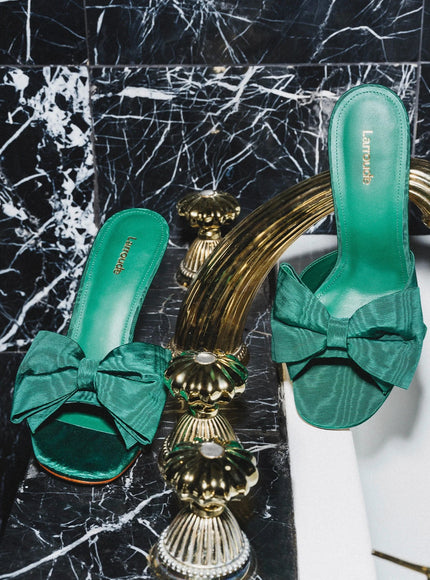 Larroude Elle Mule In Emerald Fabric