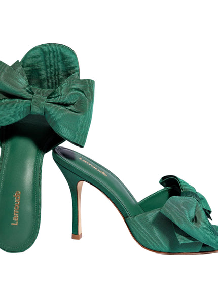 Larroude Elle Mule In Emerald Fabric