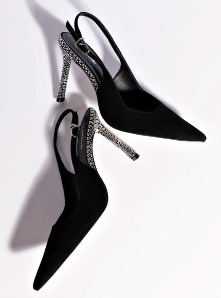 Larroude Kaitlan Crystal Pump In Black Suede