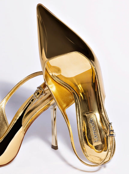 Larroude Kaitlan Pump In Gold Specchio