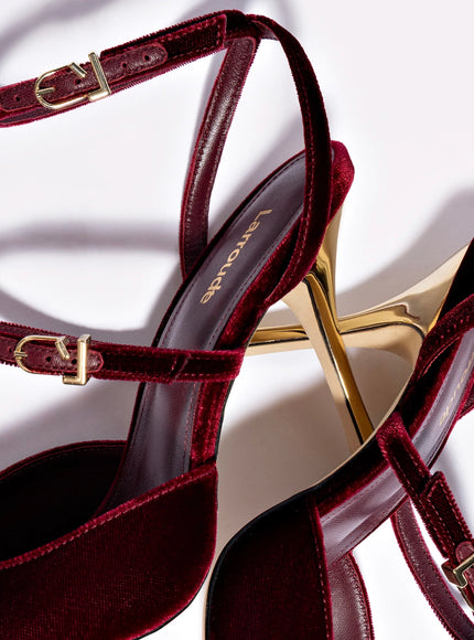 Larroude Kris Pump In Wine Velvet