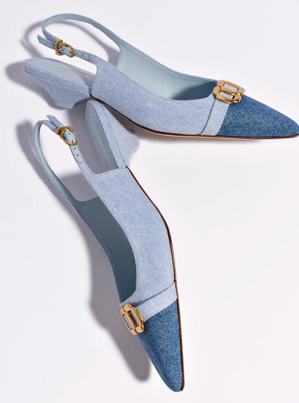 Larroude Franca Pump In Blue Denim