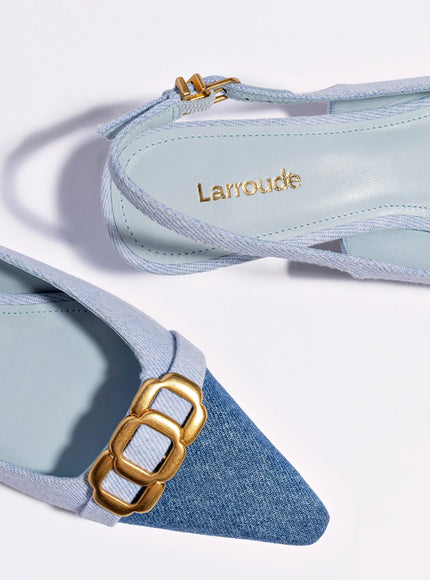 Larroude Franca Pump In Blue Denim