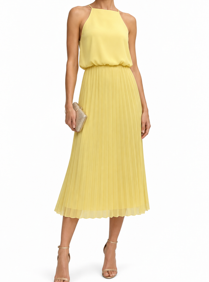Sam Edelman Blouson Pleated Skirt Midi Dress