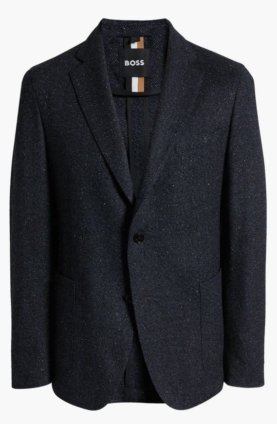 Boss Virgin Wool Blend Herringbone Sport Coat