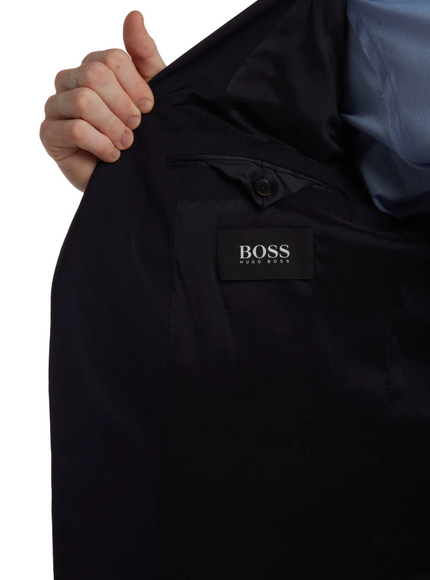 BOSS Huge Genius Dark Blue Two-Button Notch Lapel Wool Suit