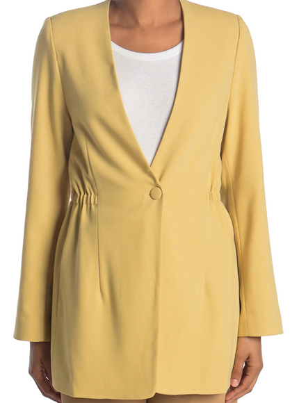 Rodebjer Crepe Single-Breasted Lined V-Neck Blazer