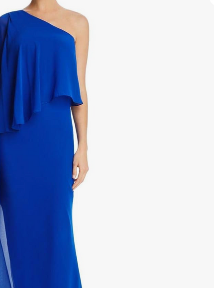 Laundry by Shelli Segal One-Shoulder Draped Gown in Blue