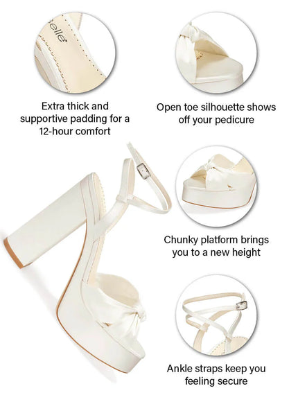 Bella Belle Serafina Platform Block Heel Sandals – Ivory Silk
