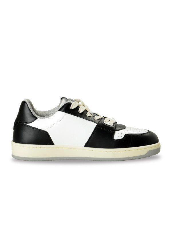 Versace Medusa Logo Black & White Leather Sneakers