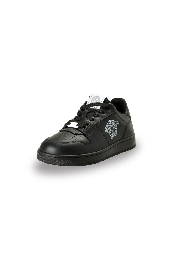 Versace Men's Medusa Logo Sneakers In Black Leather