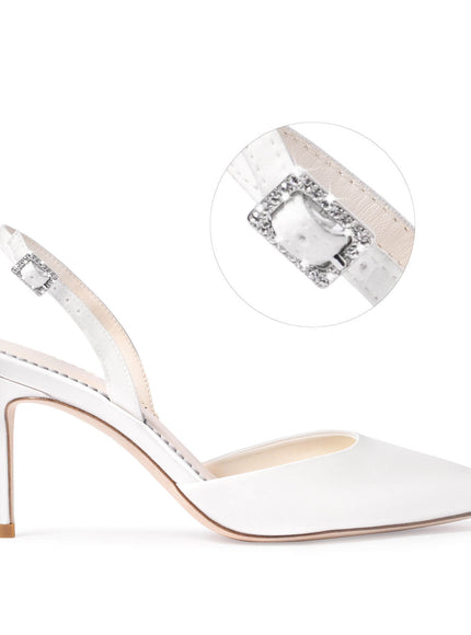 Bella Belle Simone Silk Pointed Toe Slingback Stiletto Heels
