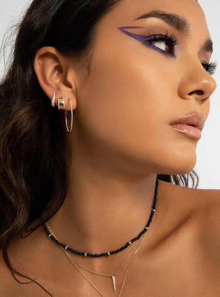 Zoe Lev Diamond Pave Dome Claw Huggie Earrings