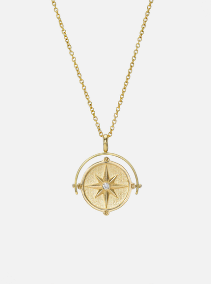 Zoe Lev Spinner Compass Medallion Necklace