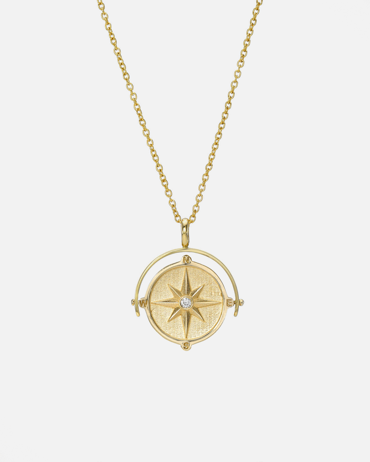 Zoe Lev Spinner Compass Medallion Necklace