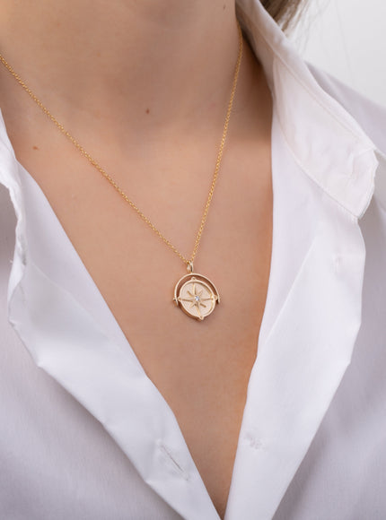 Zoe Lev Spinner Compass Medallion Necklace