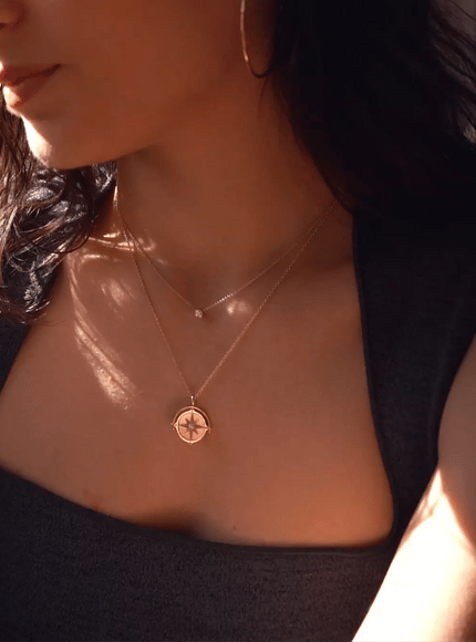 Zoe Lev Spinner Compass Medallion Necklace