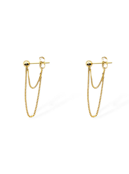 Stevie Ball Post Double Chain Drop Earrings