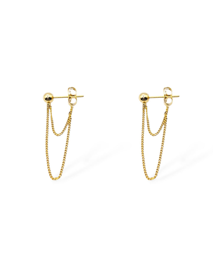 Stevie Ball Post Double Chain Drop Earrings