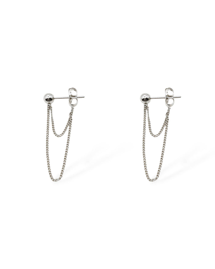 Stevie Ball Post Double Chain Drop Earrings