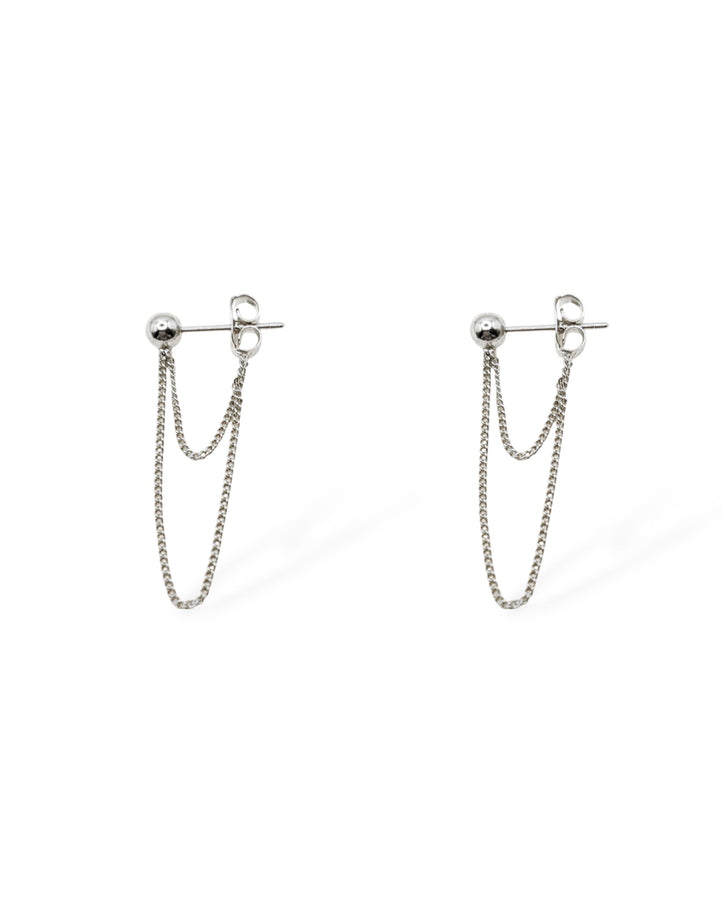 Stevie Ball Post Double Chain Drop Earrings