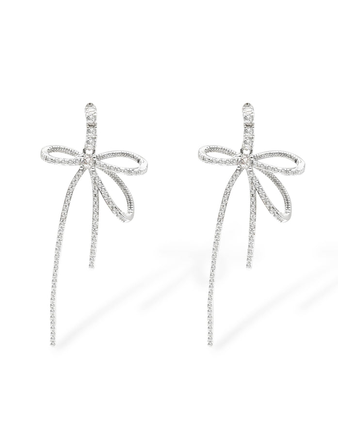 Summer Pavé CZ Crystal Bow Drop Earrings