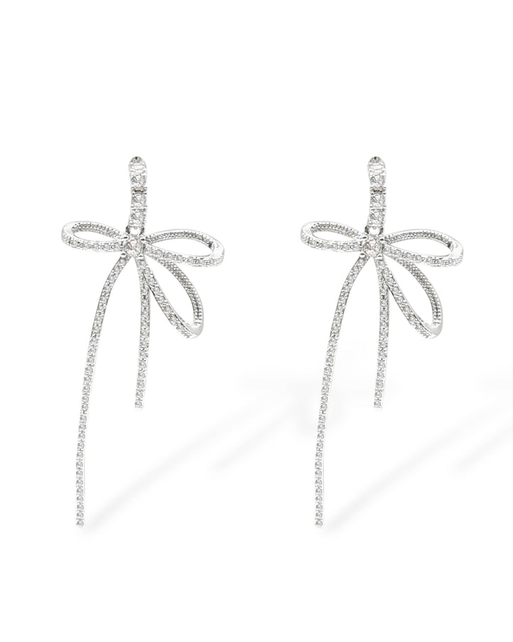 Summer Pavé CZ Crystal Bow Drop Earrings