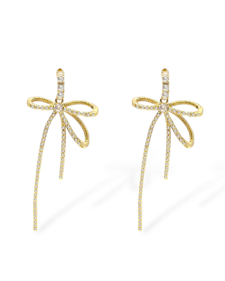Summer Pavé CZ Crystal Bow Drop Earrings