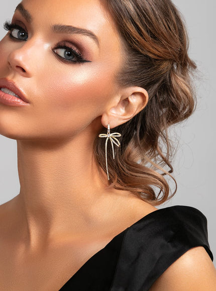 Summer Pavé CZ Crystal Bow Drop Earrings
