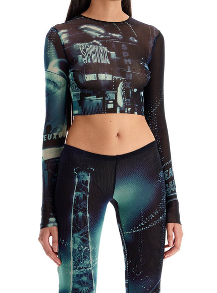 JEAN PAUL GAULTIER pigalle printed tulle crop top with