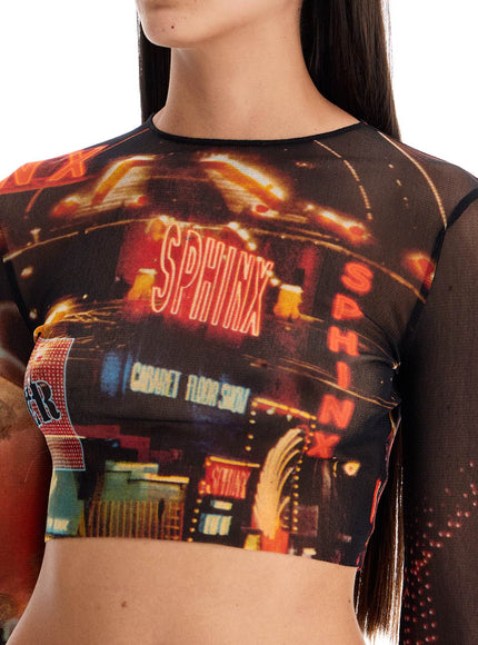 JEAN PAUL GAULTIER pigalle printed tulle crop top with